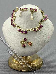 (image for) Dollhouse Miniature Necklace with Matching Earrings and Broach