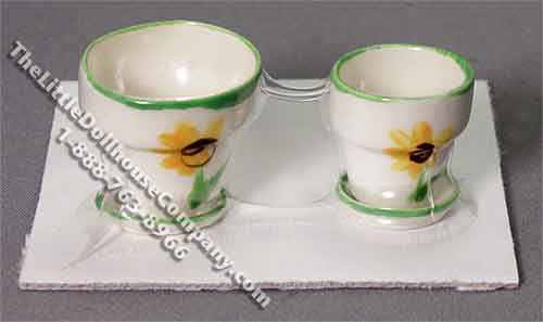 (image for) Miniature Decorated Flower Pot Set By Barb for Dollhouses