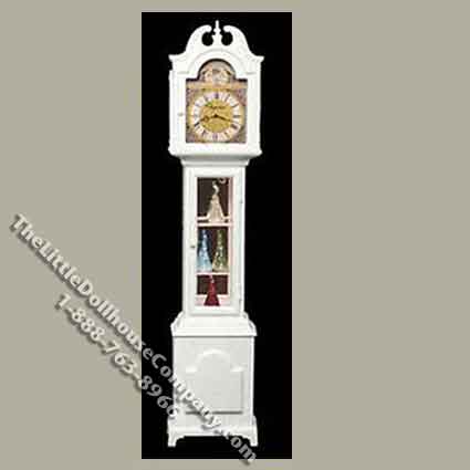 (image for) Miniature White Lighted Curio Clock Kit for Dollhouses