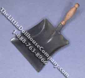 (image for) Miniature Black Dustpan with Wooden Handle for Dollhouses