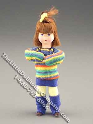 (image for) Ella Little Girl Flexible Doll in Striped Sweater by Erna Meyer