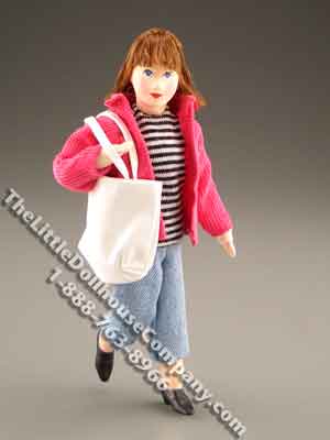(image for) Woman Flexible Doll in Corduroy Jacket w/Bag by Erna Meyer