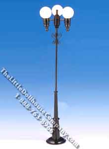 (image for) Dollhouse Scale Model 12V Plug In Street Triple Globe Lamp