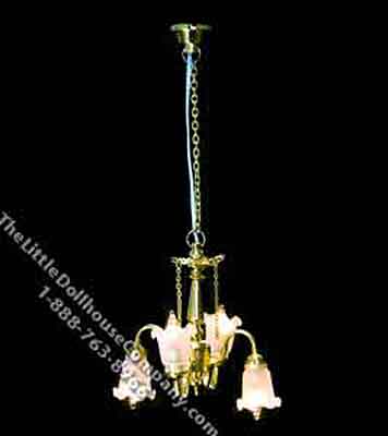 (image for) Dollhouse Scale Model 12V Plug In Four Arm Chandelier
