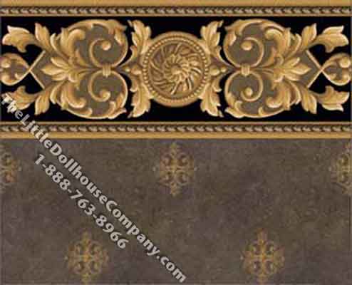 (image for) Dollhouse Scale Model Wallpaper Medallion Black Marble