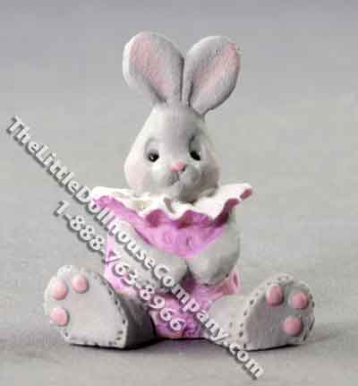(image for) Miniature Sitting Bunny Figurine for Dollhouses