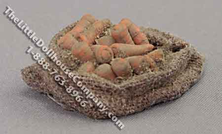 (image for) Miniature Half Scale Sack of Dirty Carrots by Charlotte Willmott