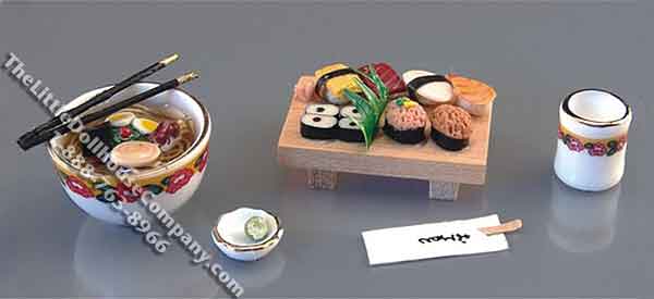 (image for) Miniature Japanese Sushi Set For Dollhouses