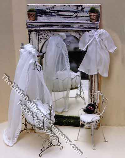 (image for) Miniature Rocking Cradle with Chair Kit for Dollhouses