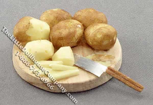 (image for) Dollhouse Scale Model Plate of Peeling Potatoes