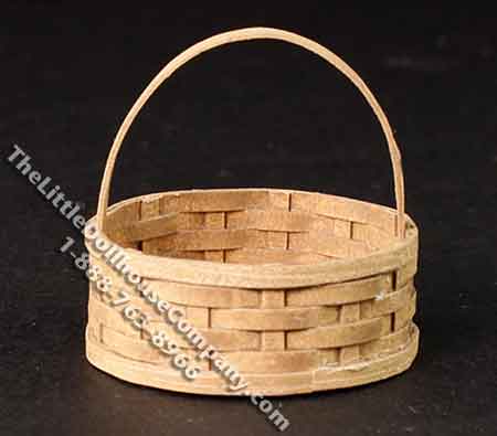 (image for) Miniature Round Basket with Handle for Dollhouses