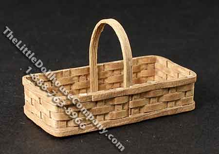 (image for) Miniature Rectangular Basket with Handle for Dollhouses