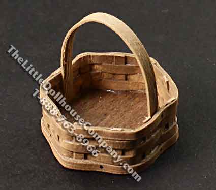 (image for) Miniature Six Sided Wooden Basket for Dollhouses