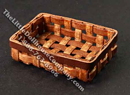 (image for) Miniature Rectangular Wooden Basket for Dollhouses