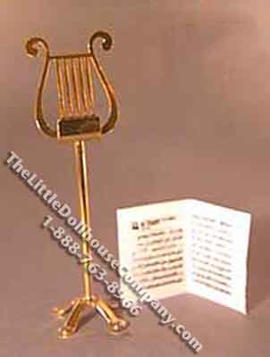 (image for) Miniature Brass & 18K Gold Plated Music Stand for Dollhouses