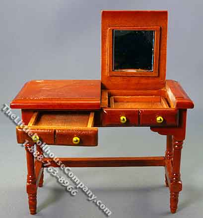 (image for) Miniature Vanity/Desk with Flip Open Mirror for Dollhouses
