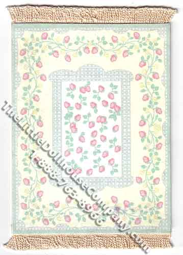(image for) Miniature Rectangular Climbing Rose Rug for Dollhouses