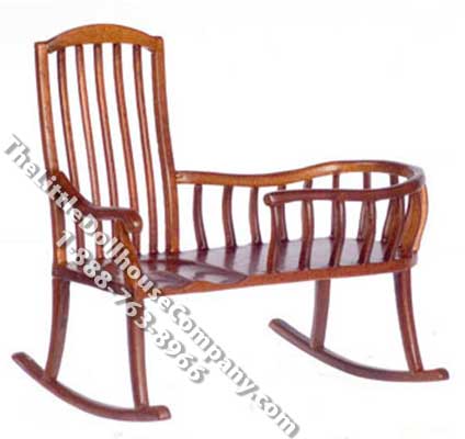 (image for) Miniature Walnut Windsor Nanny Rocking Chair for Dollhouses