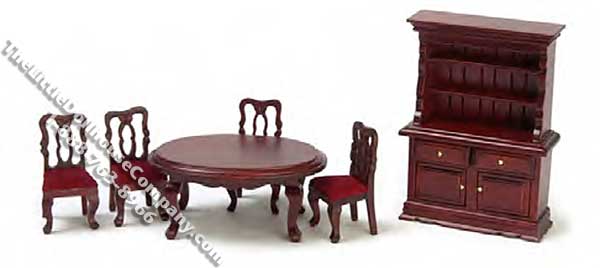 (image for) 1/2 Scale Five Piece Mahogany Dining Room Set for Dollhouses