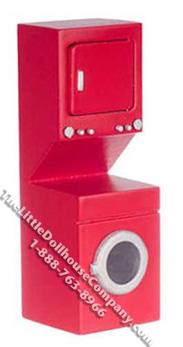 (image for) Miniature Red Stacked Washer/Dryer Combo for Dollhouses
