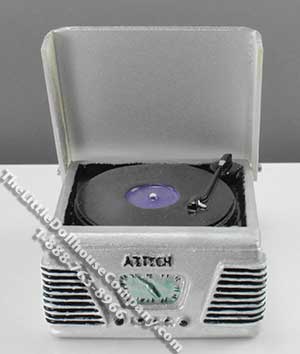 (image for) Dollhouse Scale Model 1950s Silver Turntable