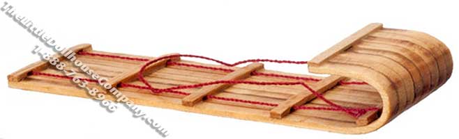 (image for) Miniature Wooden Toboggan Sled for Dollhouses
