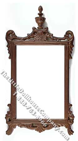 (image for) Miniature Walnut Finish Carved Mirror for Dollhouses