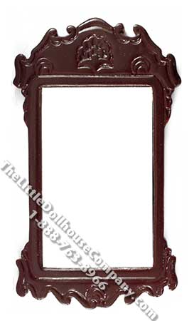 (image for) Miniature Mahogany Finish Carved Mirror for Dollhouses