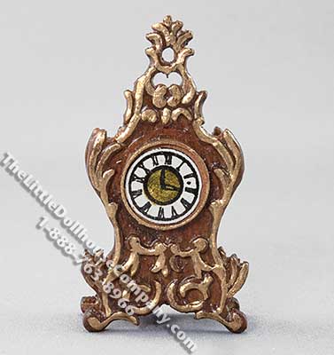 (image for) Miniature Walnut Finish Mantle/Table Clock for Dollhouses