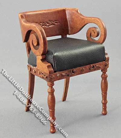 (image for) Miniature Walnut Finish Pub Chair for Dollhouses