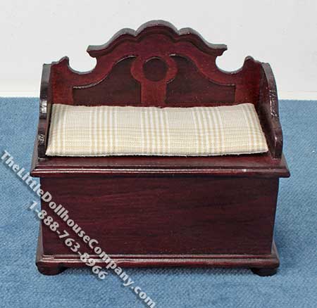 (image for) Miniature Mahogany Toy Chest with Ecru Seat for Dollhouses