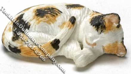 (image for) Dollhouse Scale Model Sleeping Calico Cat
