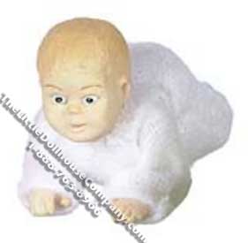 (image for) Miniature Crawling Baby in White Sleeper for Dollhouses