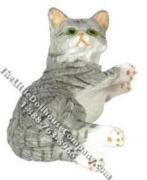 (image for) Dollhouse Scale Model Laying Gray Cat