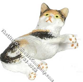 (image for) Dollhouse Scale Model Laying Calico Cat