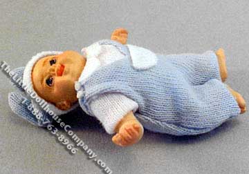 (image for) Miniature Baby Jimmy Doll in Blue for Dollhouses