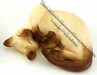 (image for) Dollhouse Scale Model Curled Up Siamese Cat