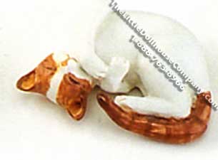 (image for) Dollhouse Scale Model Curled Up White Cat