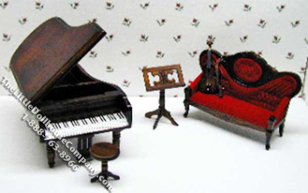 (image for) Miniature Five Piece Music Room Set for Dollhouses