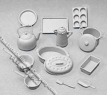 (image for) Miniature Gray Cookware Kit for Dollhouses