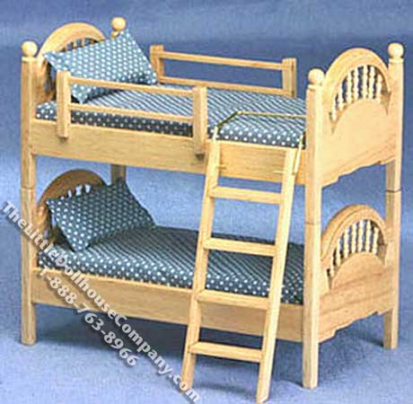 (image for) Miniature Oak Spindle Bunkbed for Dollhouses