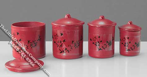 (image for) Miniature Assorted Red Canister Set for Dollhouses