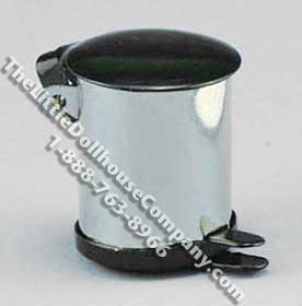(image for) Miniature Chrome Garbage Can with Lid for Dollhouses