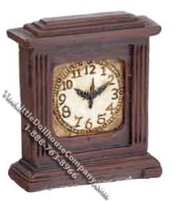 Dolls House Miniature Old Style Brown Mantelpiece Clock 