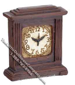 (image for) Miniature Brown Table/Mantle Clock for Dollhouses