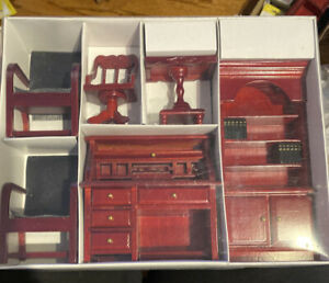 (image for) Miniature Mahogany Office Set for Dollhouses, 6pc