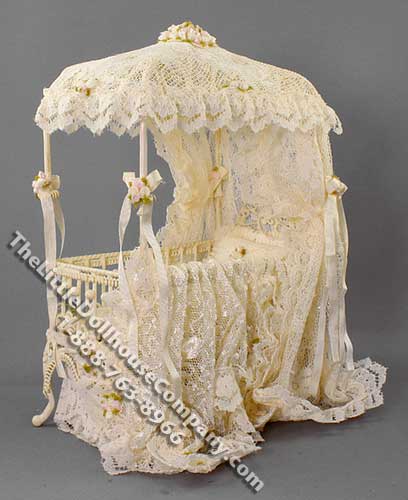 (image for) Miniature Peach Coloured Lace Covered Crib by Serena Johnson