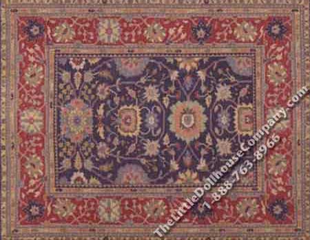 (image for) Miniature Blue and Red Carpet with Flowers for Dollhouses