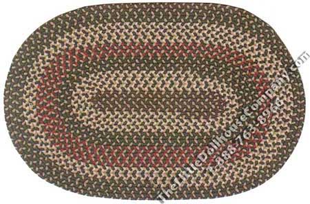 (image for) Miniature Green, Red, & Gold Farm Braid Oval Rug for Dollhouses