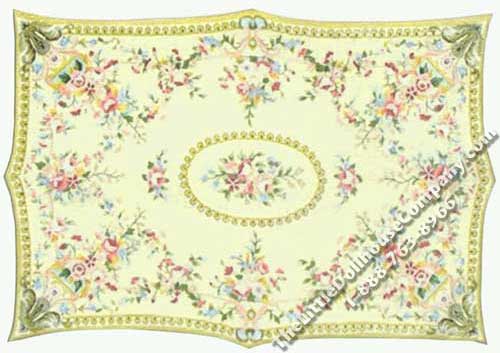 (image for) Miniature Large Yellow Baroque Carpet for Dollhouses